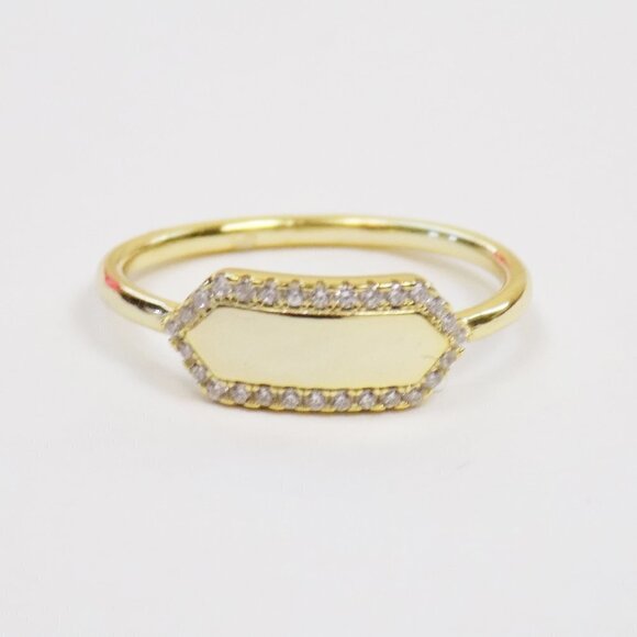 new in box! dainty stacking layering rings signet ring pave cz - Picture 1 of 4